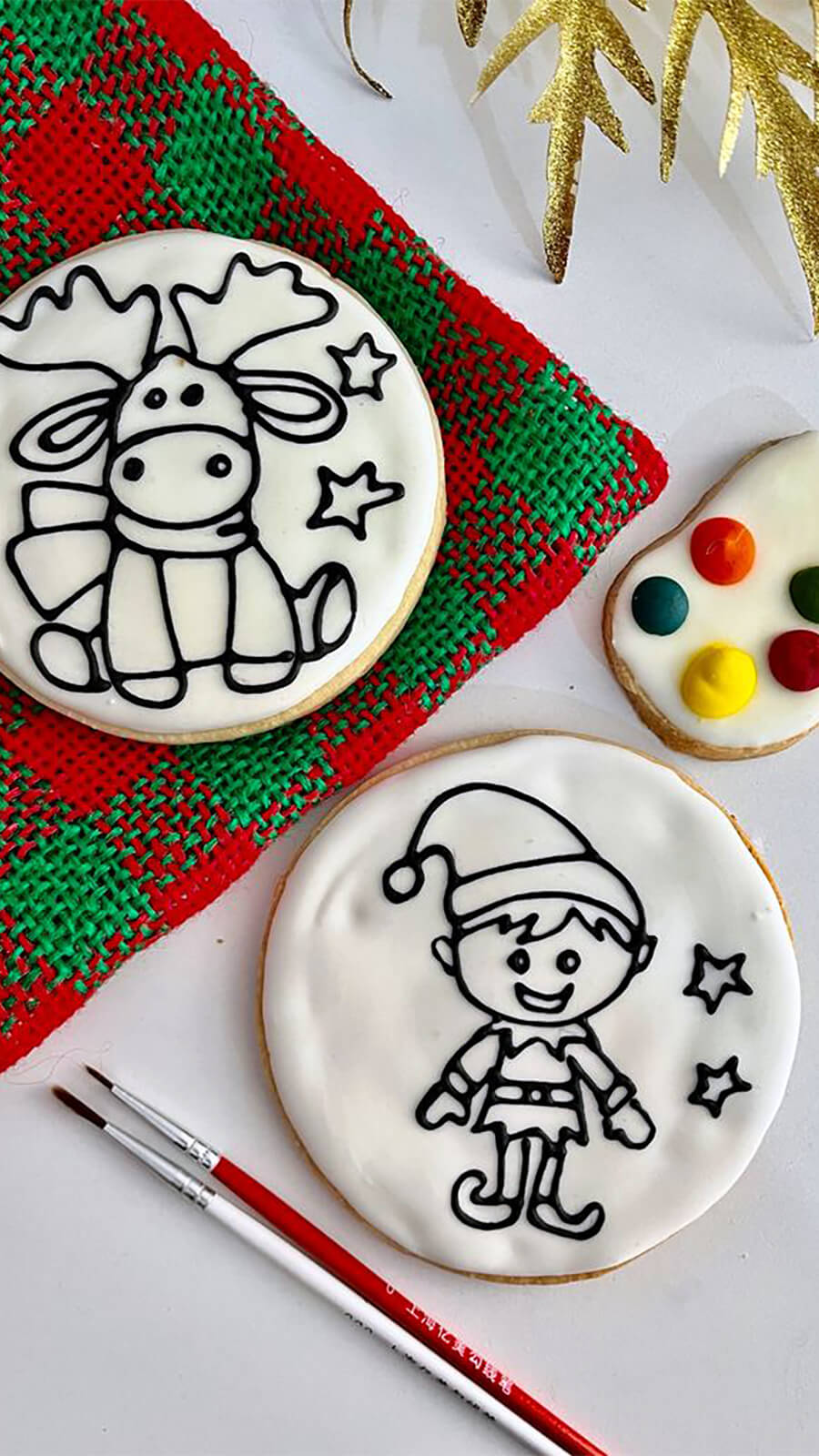 Biscoitos decorados de Natal para colorir