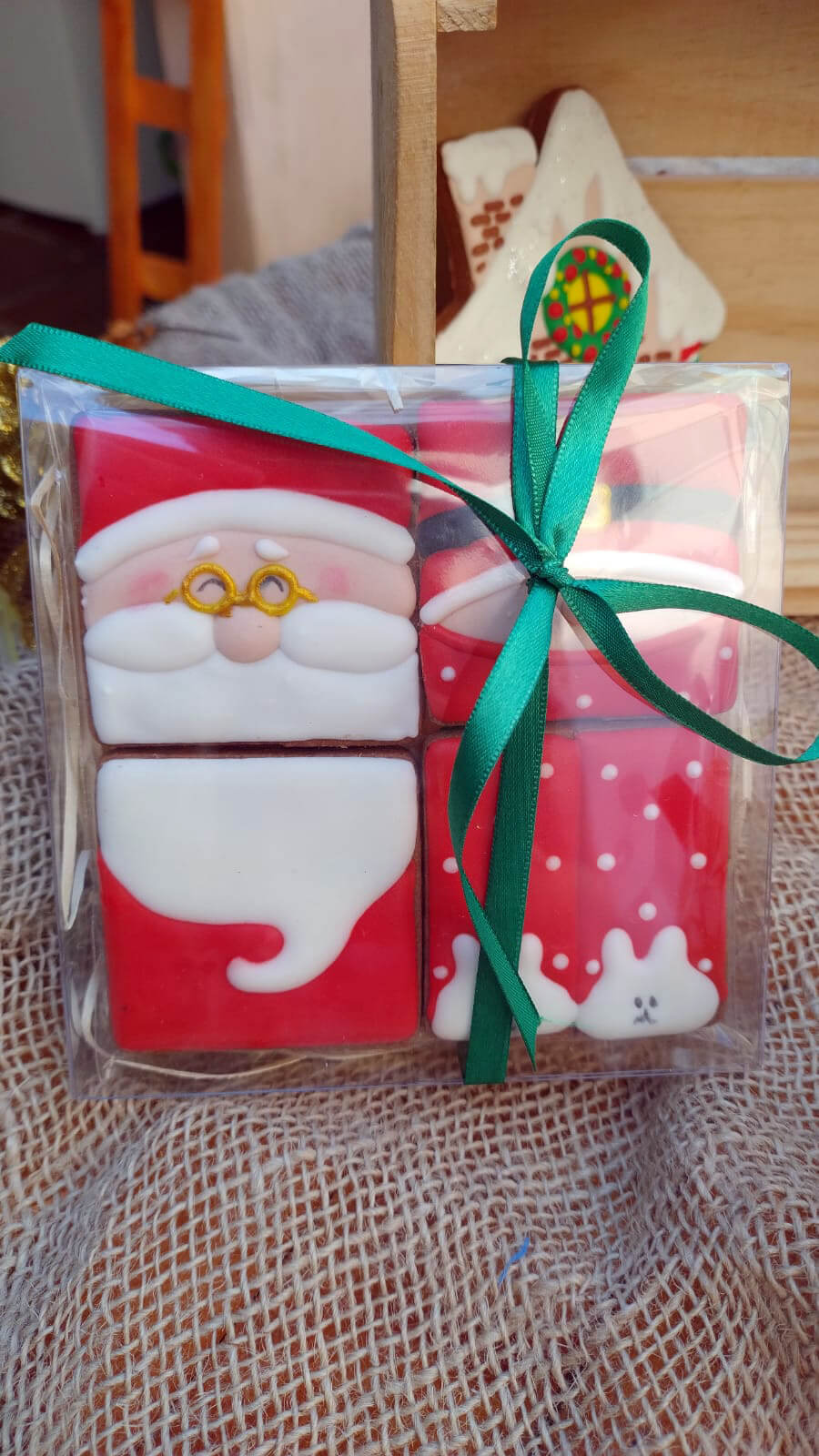 Biscoitos decorados de Natal Quarteto Papai Noel